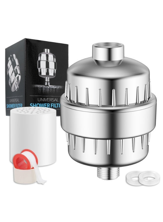 أورهايم فلتر دش من 25 مرحلة للمياه العسرة مع خرطوشة فلتر قابلة للاستبدال لإزالة الكلور والفلورايد، مطلي بالكروم المصقول - Image 1